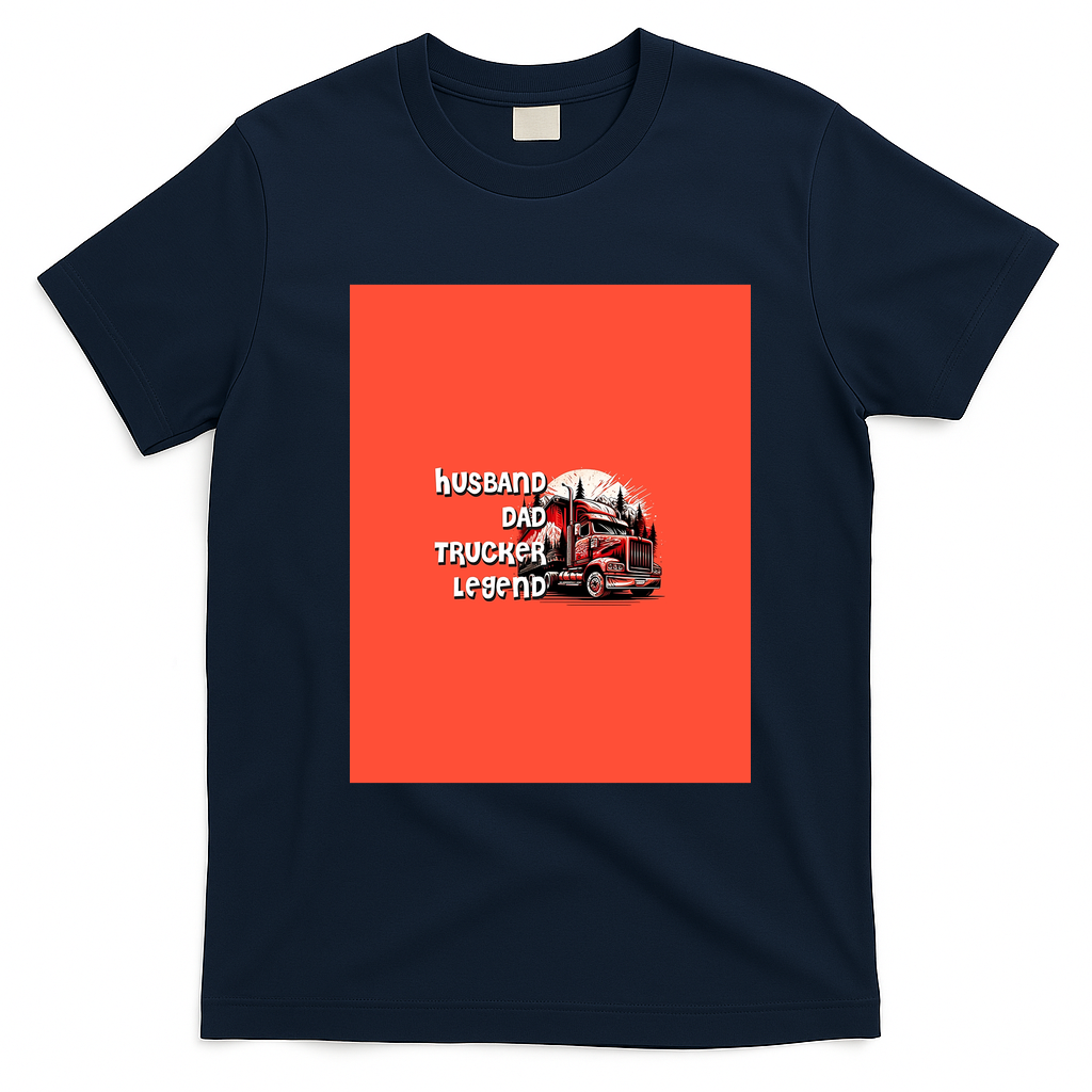 Husband Dad Trucker Legend No. 7 Tee - Navy Blue