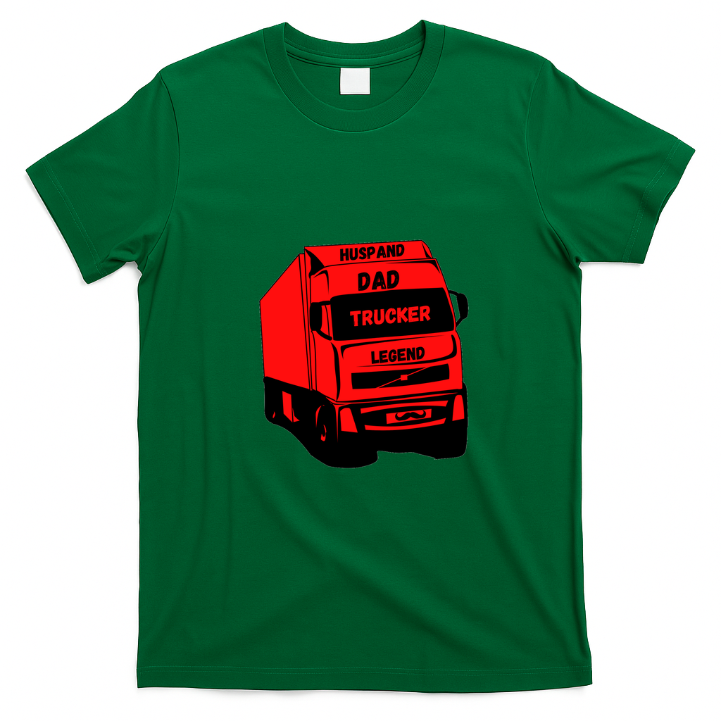 Husband Dad Trucker Legend Retro Graphic Tee - Irish Green