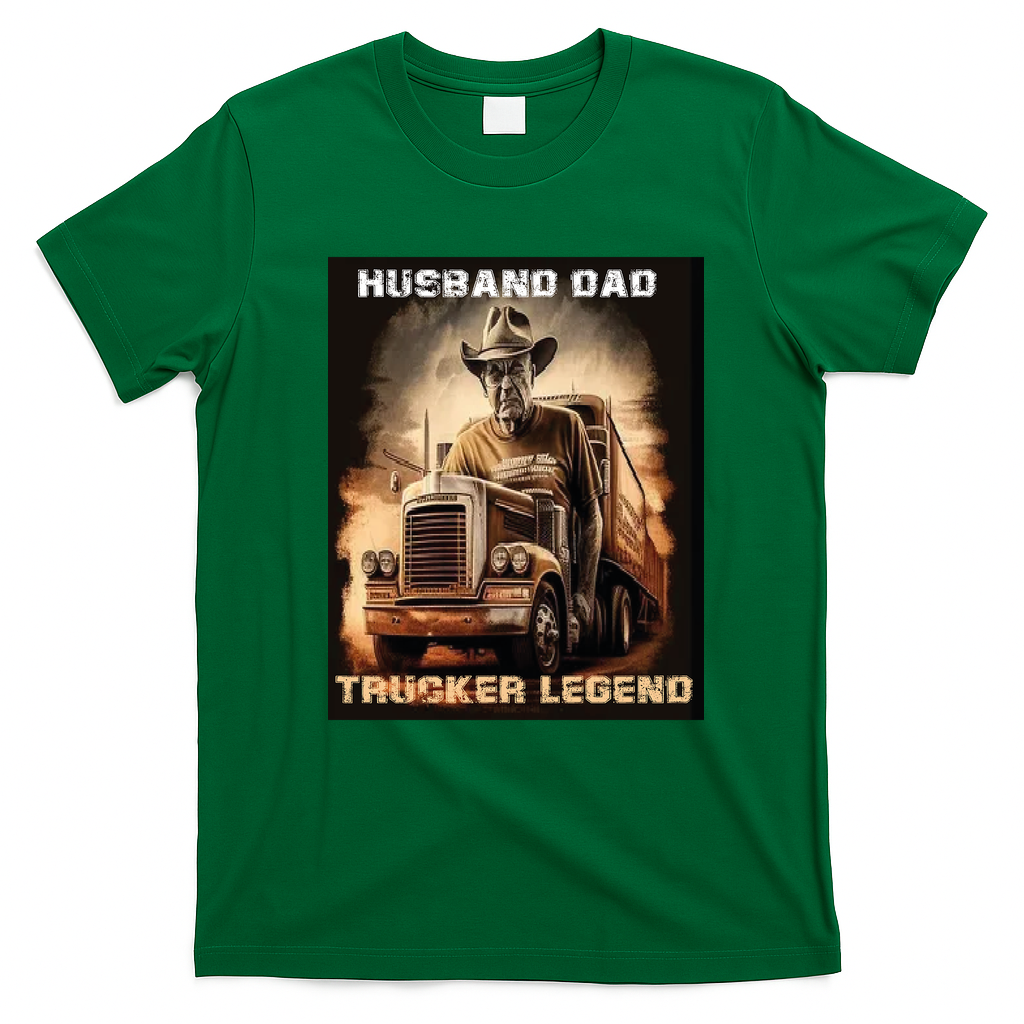 Husband Dad Trucker Legend Vintage T-Shirt - Irish Green