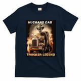 Husband Dad Trucker Legend Vintage T-Shirt - Navy Blue