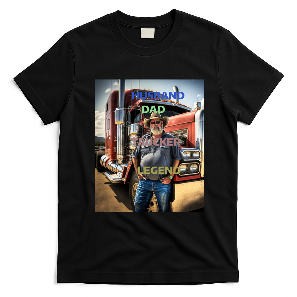 Husband Dad Trucker Legend Classic Logo T-Shirt No. 15 - Black
