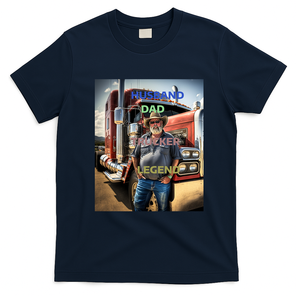 Husband Dad Trucker Legend Classic Logo T-Shirt No. 15 - Navy Blue