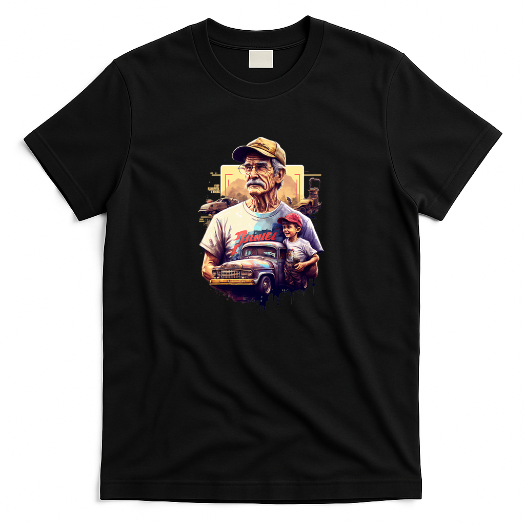 Husband Dad Trucker Legend Heritage T-Shirt - Black