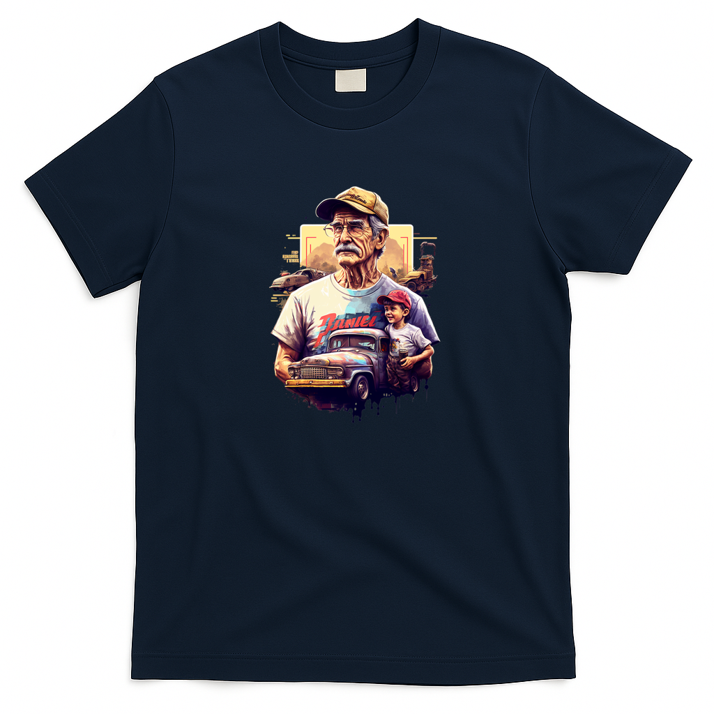 Husband Dad Trucker Legend Heritage T-Shirt - Navy Blue