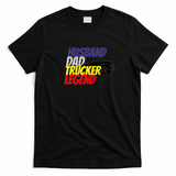 Husband Dad Trucker Legend Retro T-Shirt - Black