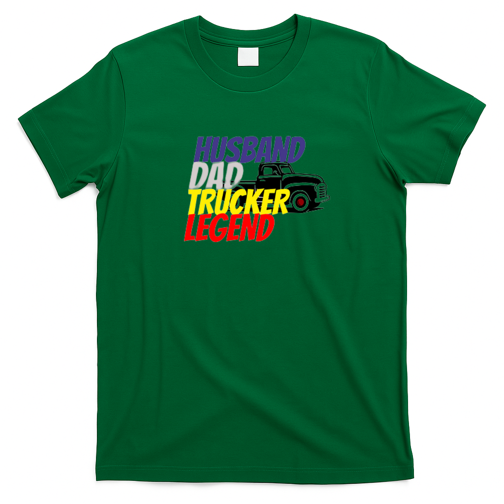 Husband Dad Trucker Legend Retro T-Shirt - Irish Green