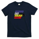 Husband Dad Trucker Legend Retro T-Shirt - Navy Blue