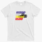 Husband Dad Trucker Legend Retro T-Shirt - White