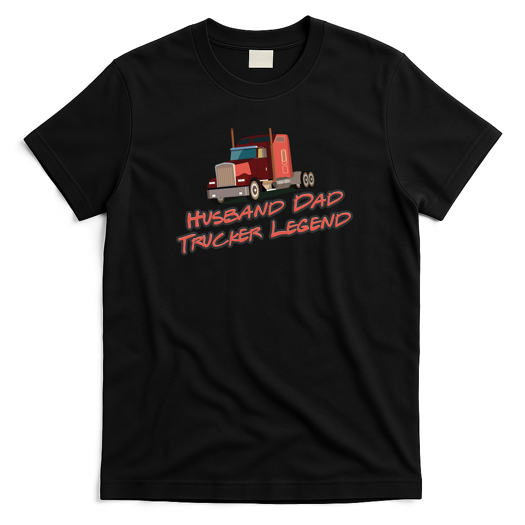 Hardworking Husband Dad Trucker T-Shirt - Black