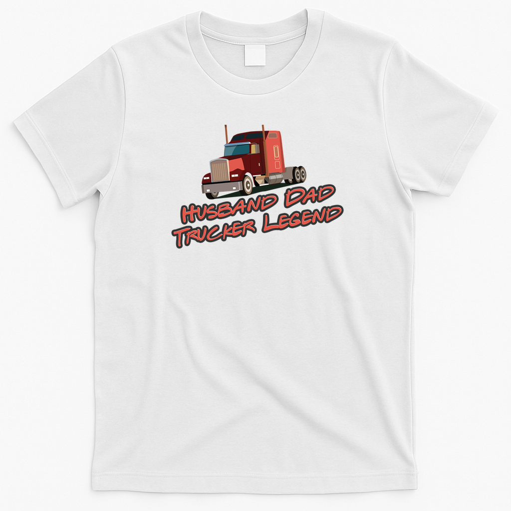 Hardworking Husband Dad Trucker T-Shirt - White