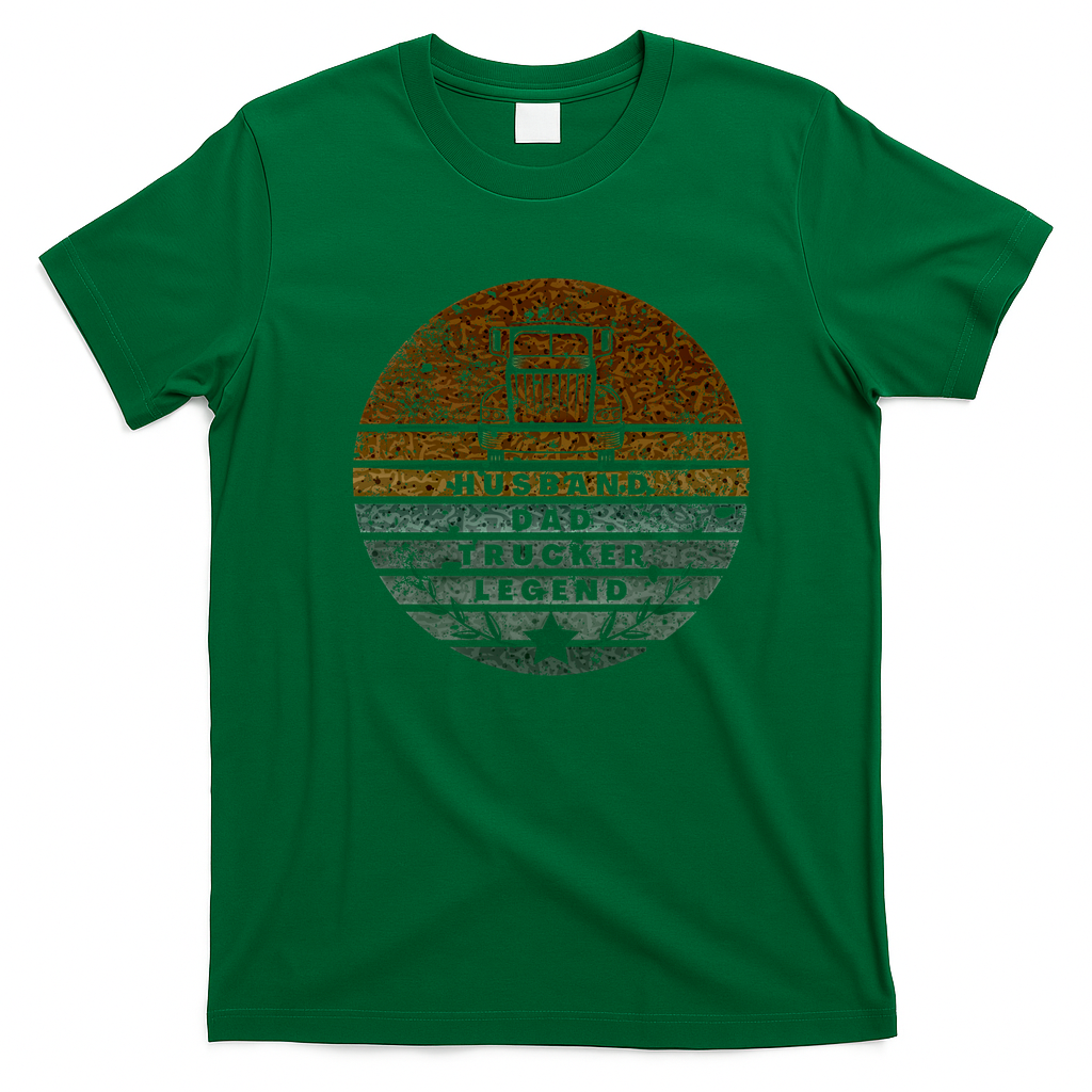 Husband Dad Trucker Legend Retro Graphic Tee No. 14 - Irish Green