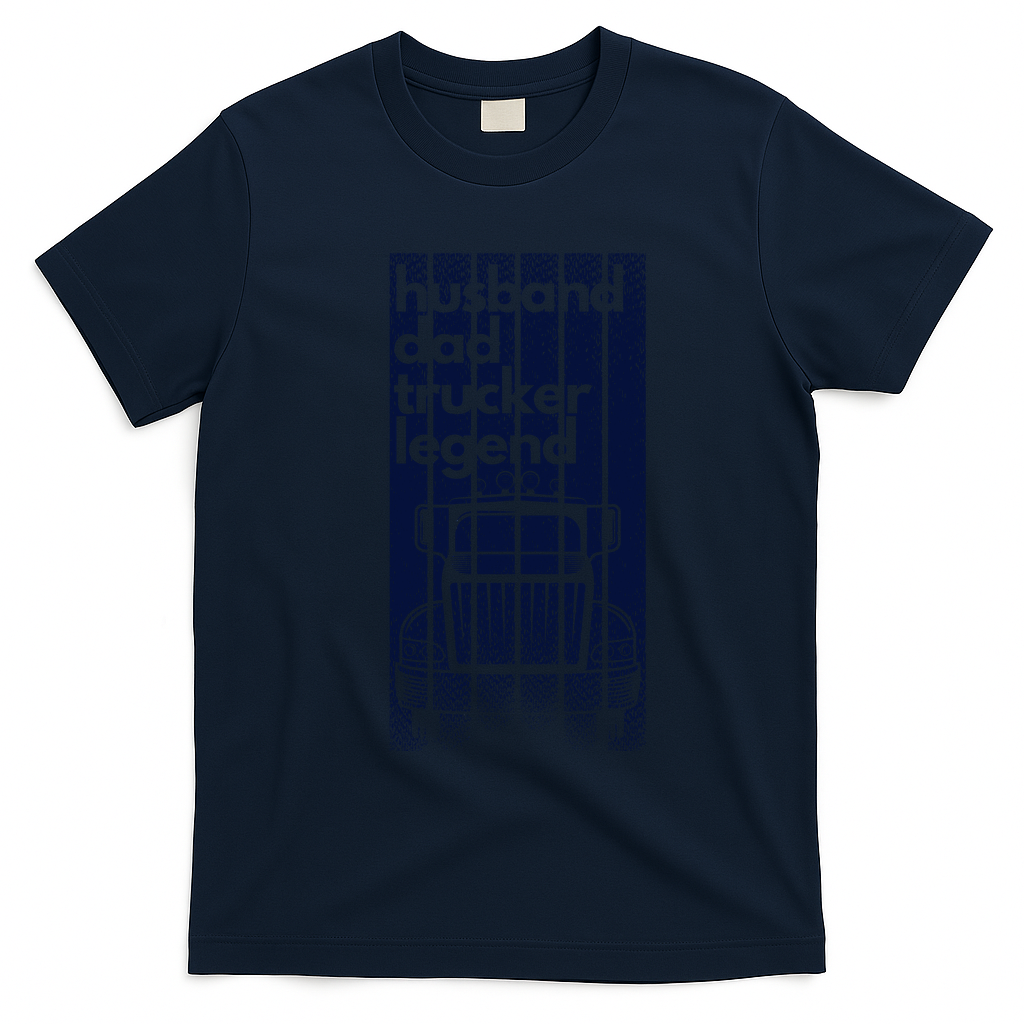 Husband Dad Trucker Legend Graphic T-Shirt No. 11 - Navy Blue