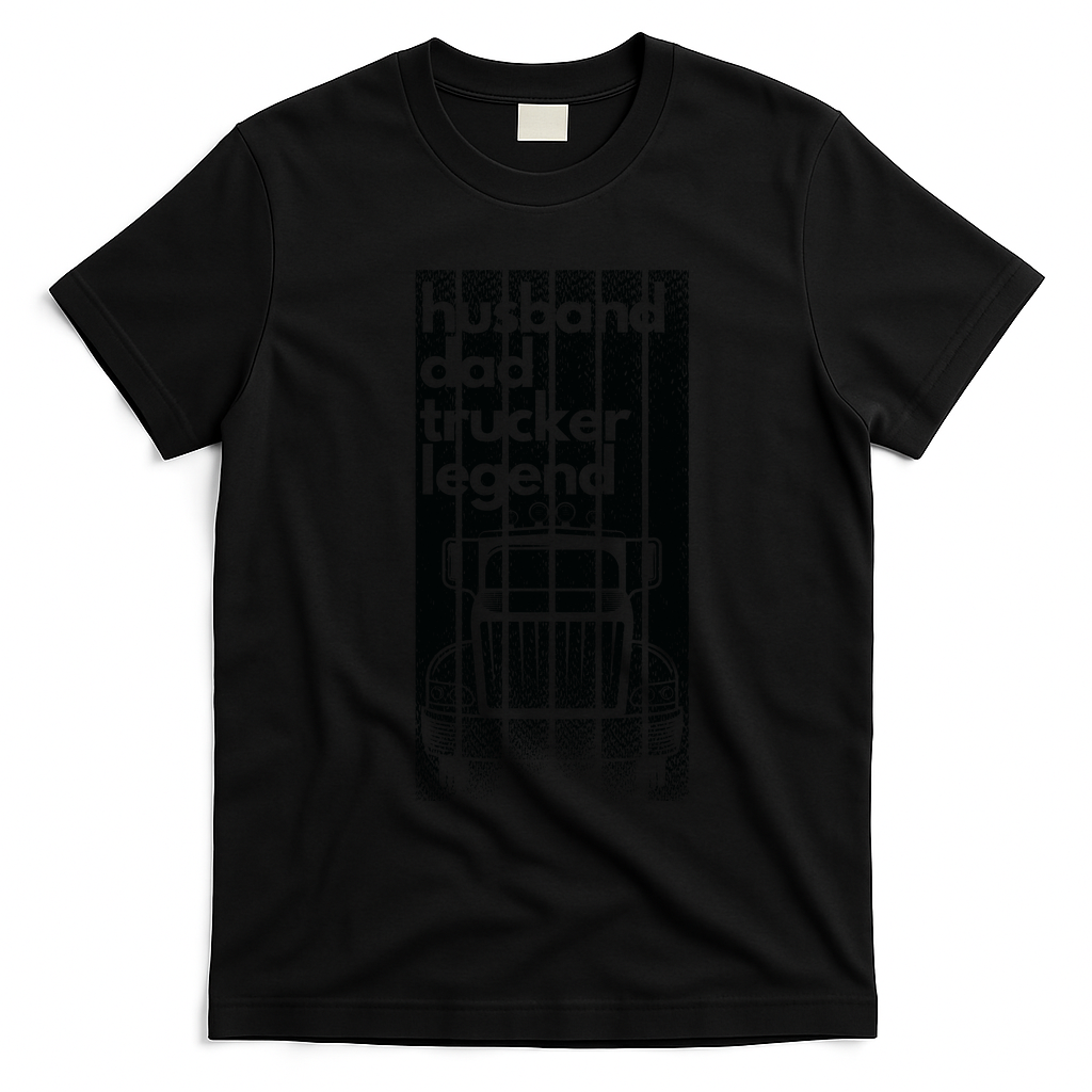 Husband Dad Trucker Legend Old-School T-Shirt - Black