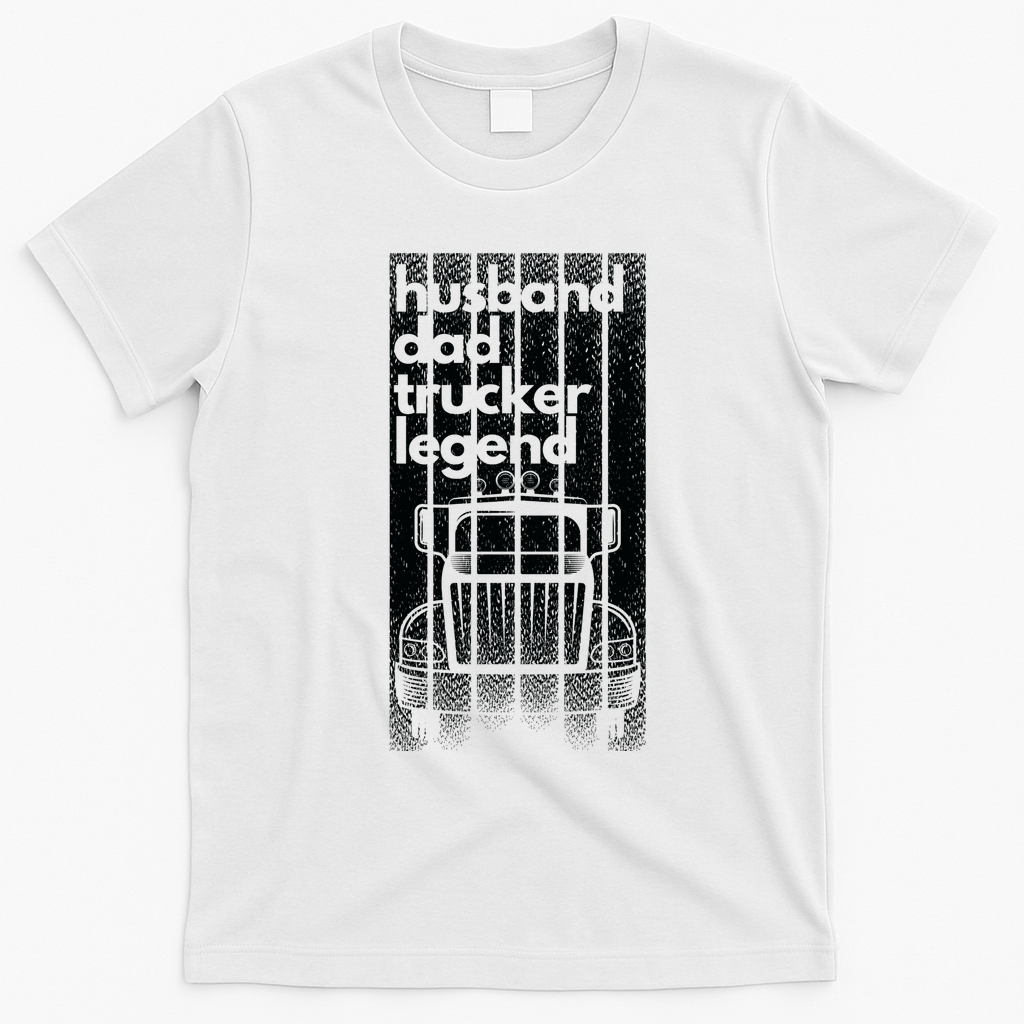 Husband Dad Trucker Legend Old-School T-Shirt - White
