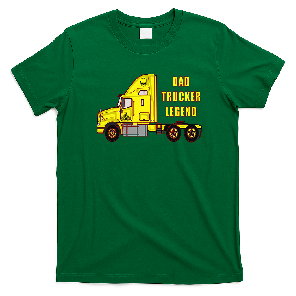 Husband Dad Trucker Legend Yellow Rig Tee - Irish Green