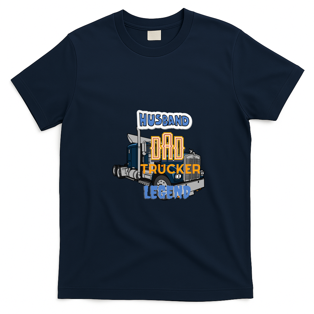 Husband Dad Trucker Legend Road-Ready Tee - Navy Blue