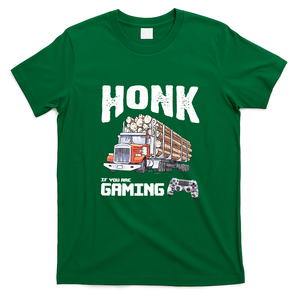 Honk If You Are Gaming Trucker T-Shirt - Irish Green