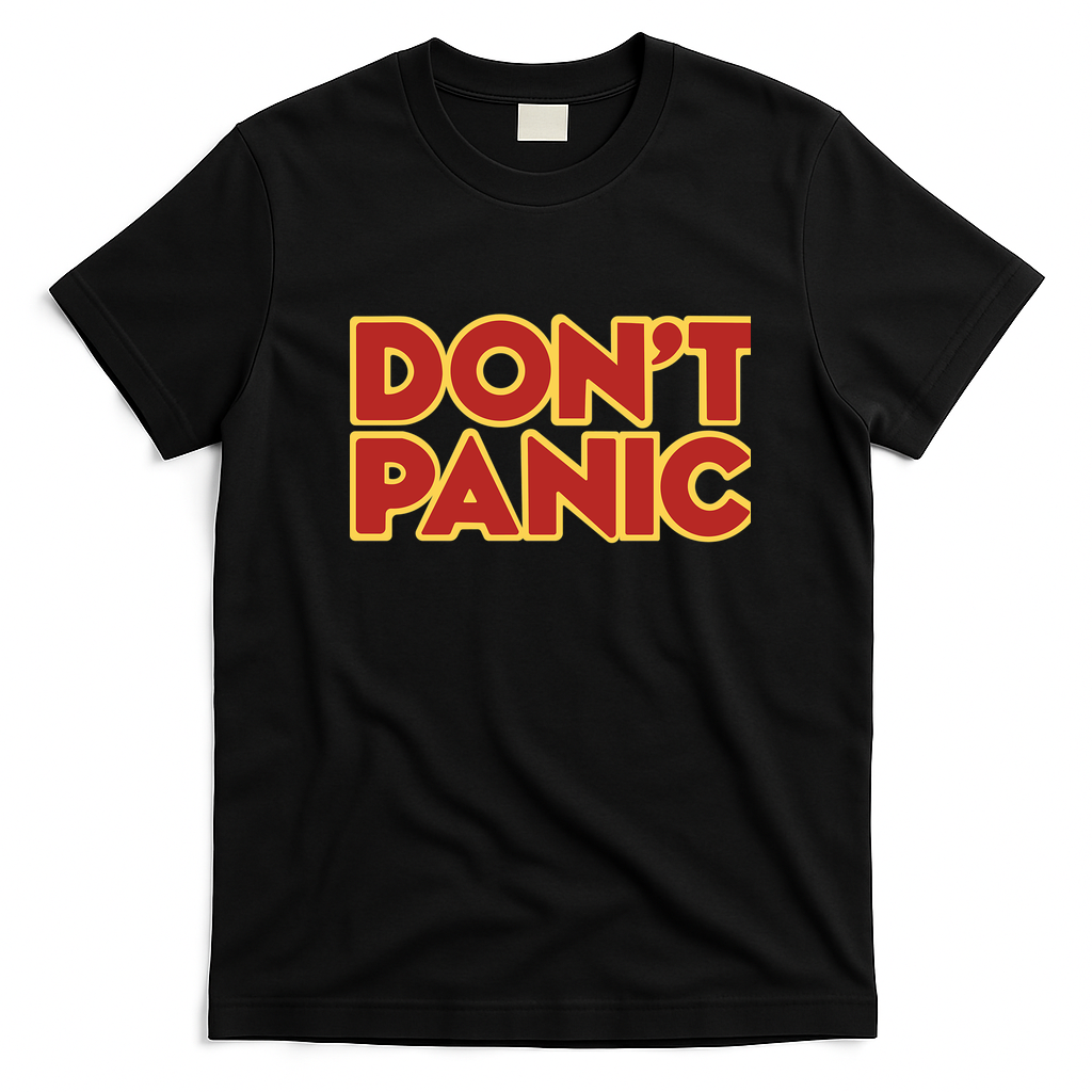 Hitchhiker Galaxy Don't Panic Retro Graphic Tee - Black