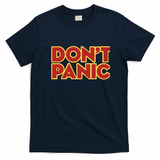 Hitchhiker Galaxy Don't Panic Retro Graphic Tee - Navy Blue