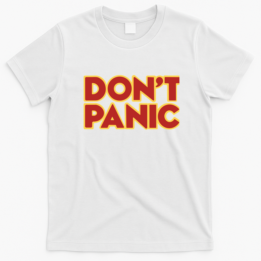 Hitchhiker Galaxy Don't Panic Retro Graphic Tee - White