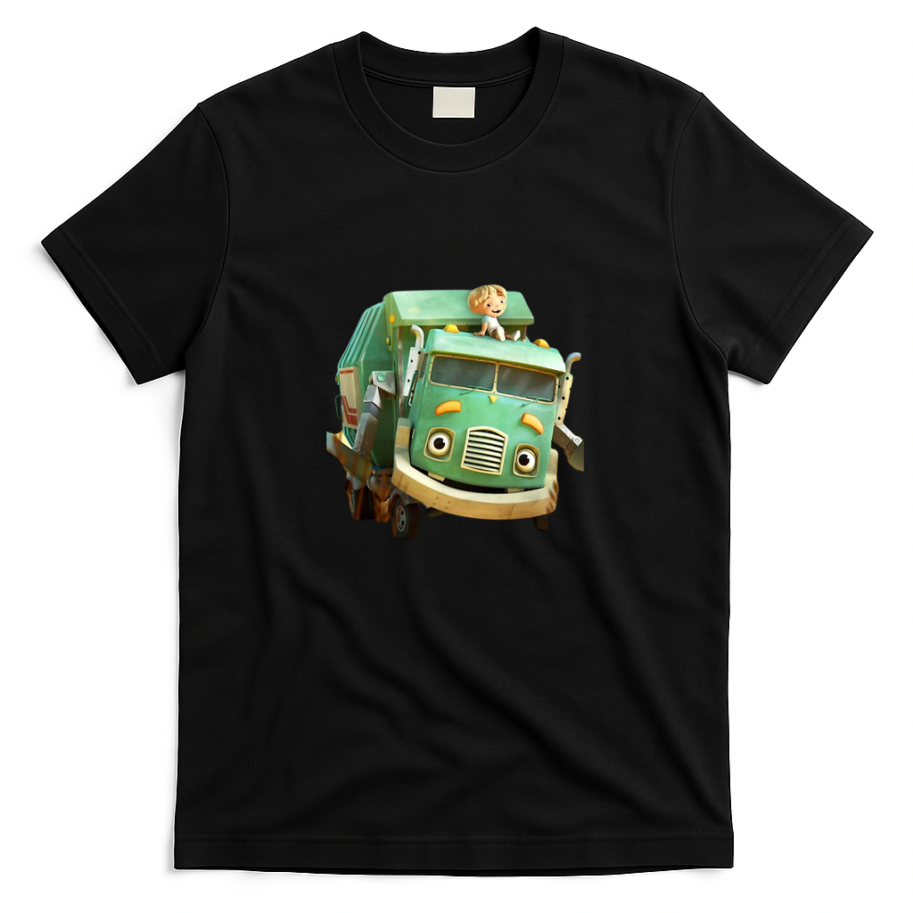 Hello! Garbageman Hank and Trash Truck Graphic T-Shirt - Black