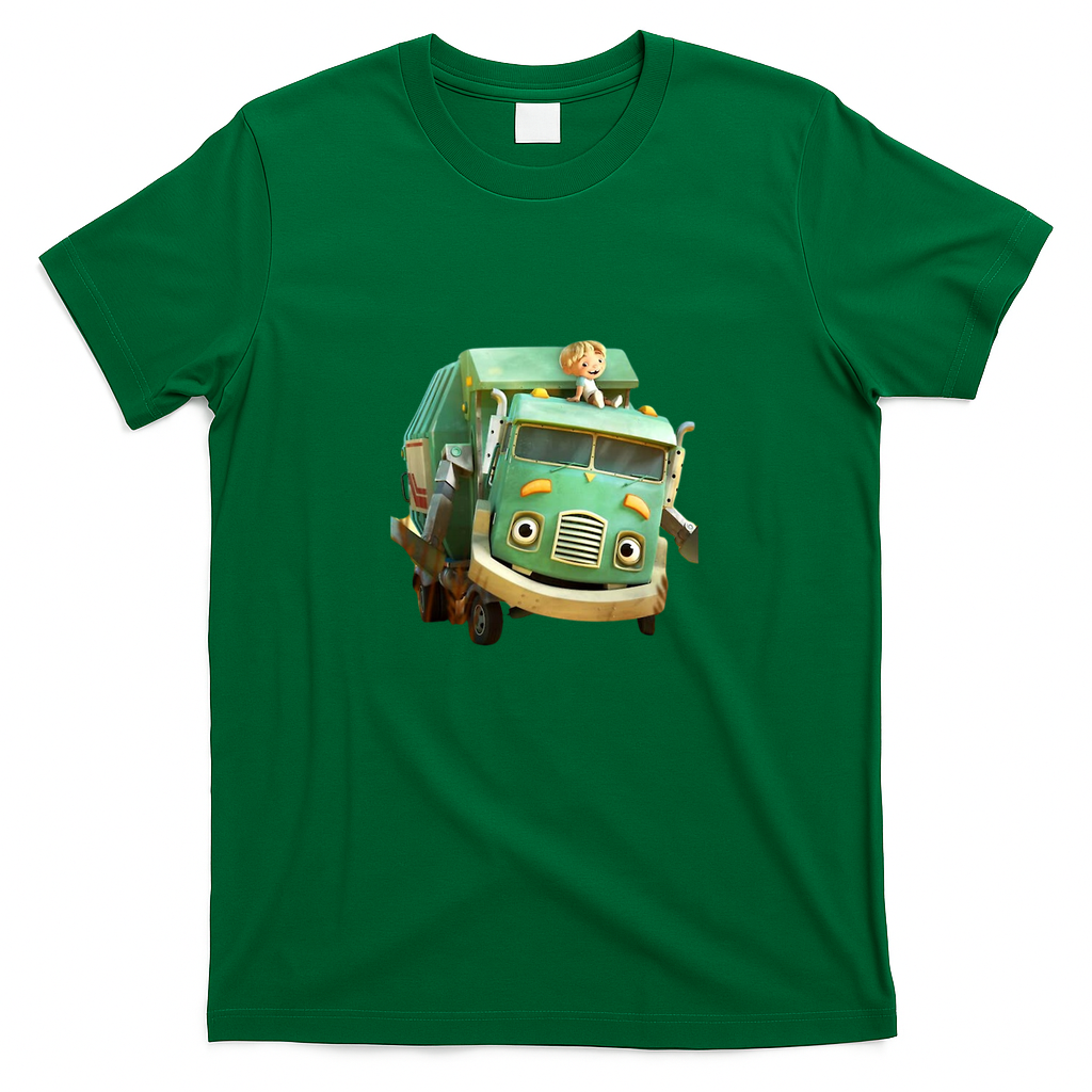 Hello! Garbageman Hank and Trash Truck Graphic T-Shirt - Irish Green