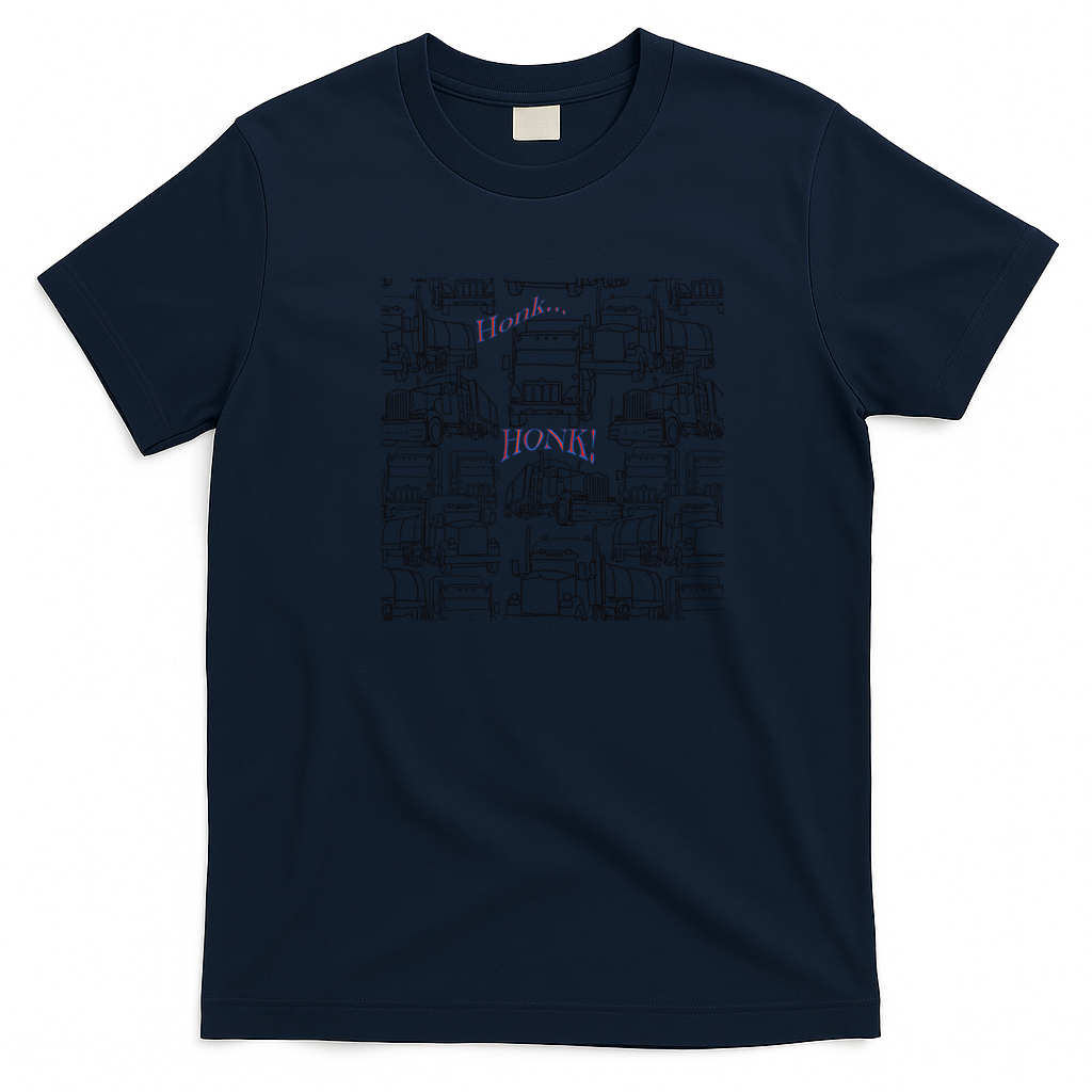 Honk Honk Truckers World Wide! Graphic T-Shirt - Navy Blue