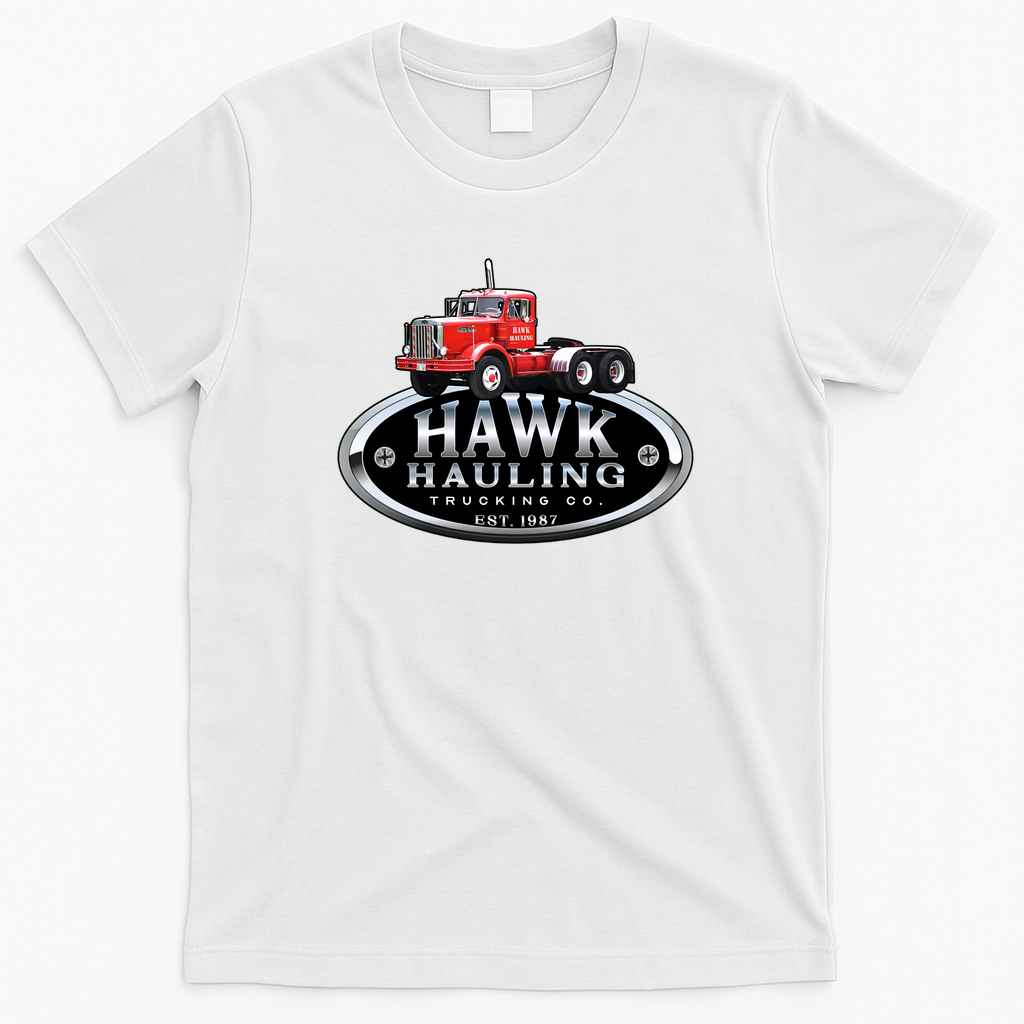 Hawk Hauling Co. Over the Top Emblem Tee - White