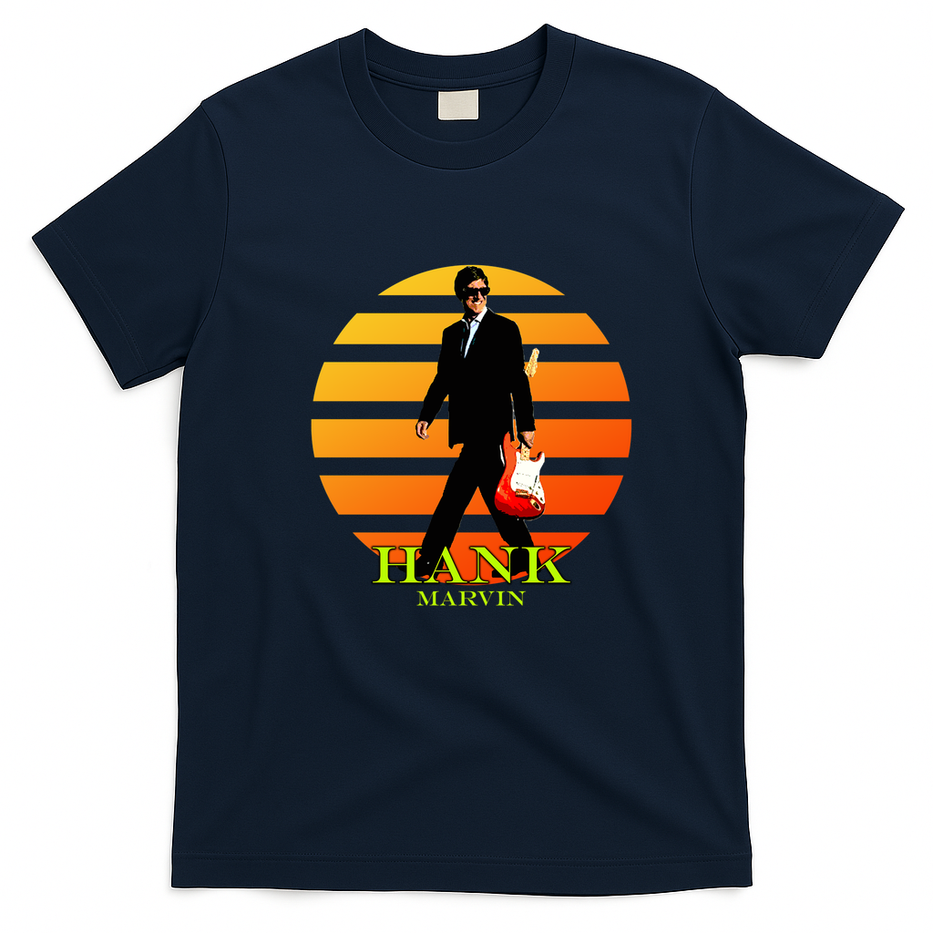Hank Musician Retro Graphic Tee - Navy Blue