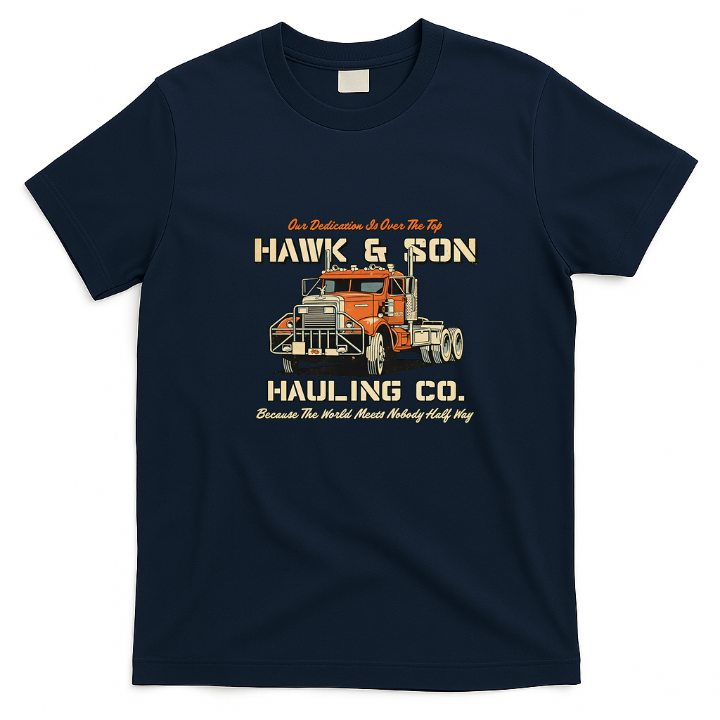 Hawk & Son Hauling Company Big Rig Pride Vintage T-Shirt - Navy Blue