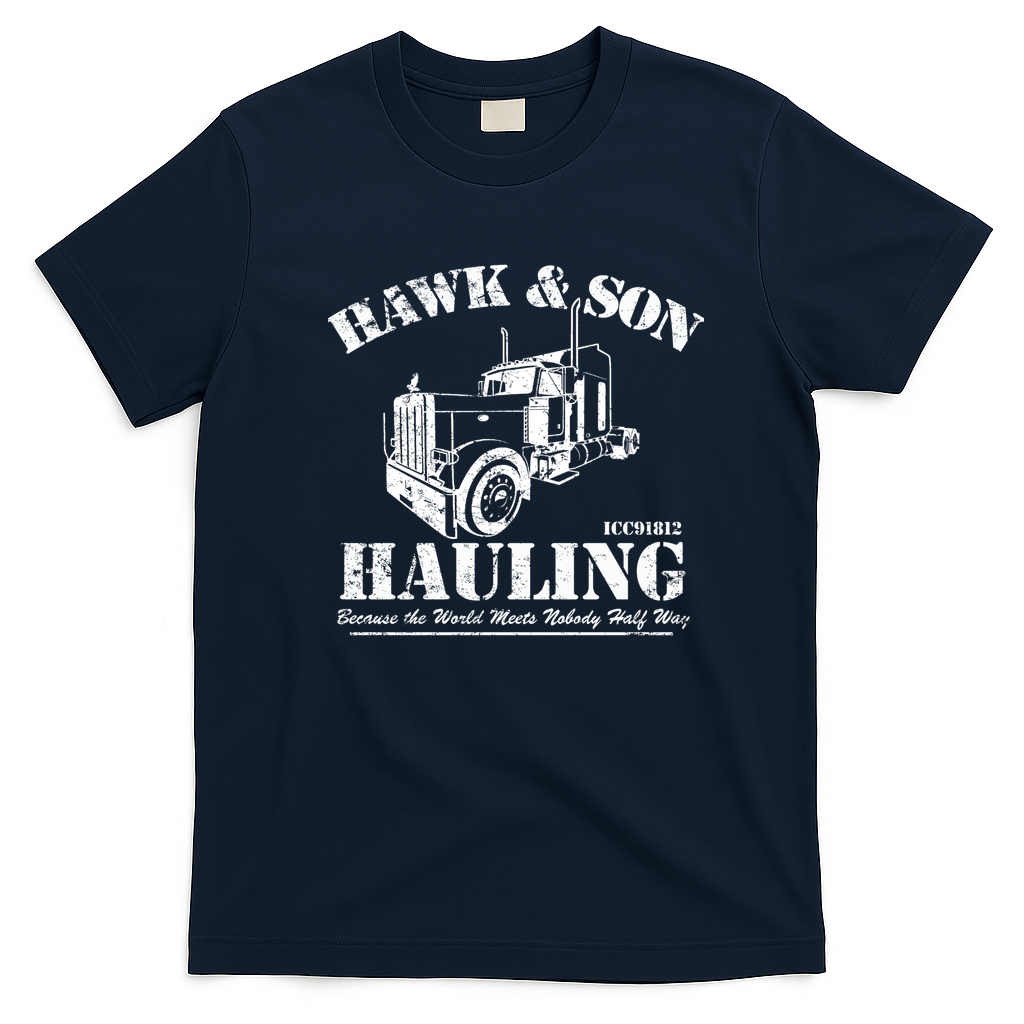 Hawk & Son Hauling Retro Graphic Tee - Navy Blue