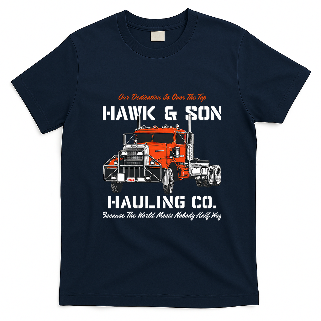 Hawk & Son Hauling Company Big Rig Pride Retro Graphic Tee - Navy Blue