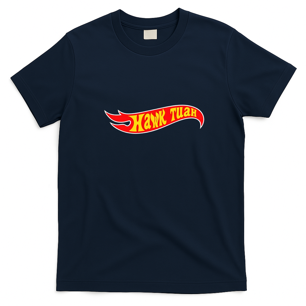 Hawk Tuah Retro Graphic Tee - Navy Blue