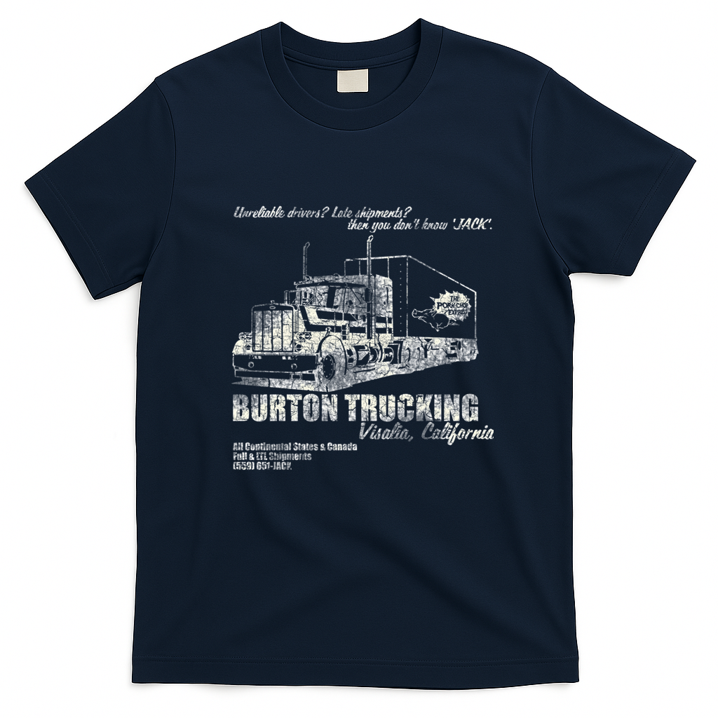 Highway Trucking Co. Retro Haulage T-Shirt - Navy Blue