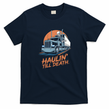 Haulin’ Till Death Skeleton Trucker Tee - Navy Blue