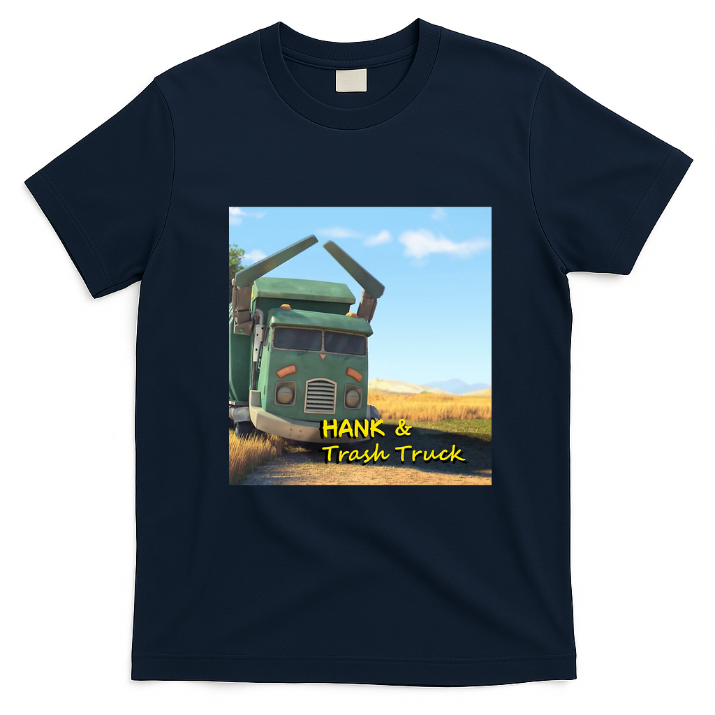 Hank and Trash Truck Distressed Graphic Tee - Navy Blue