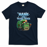 Hank and Trash Truck – Christmas Holiday Cartoon Graphic T-Shirt - Navy Blue