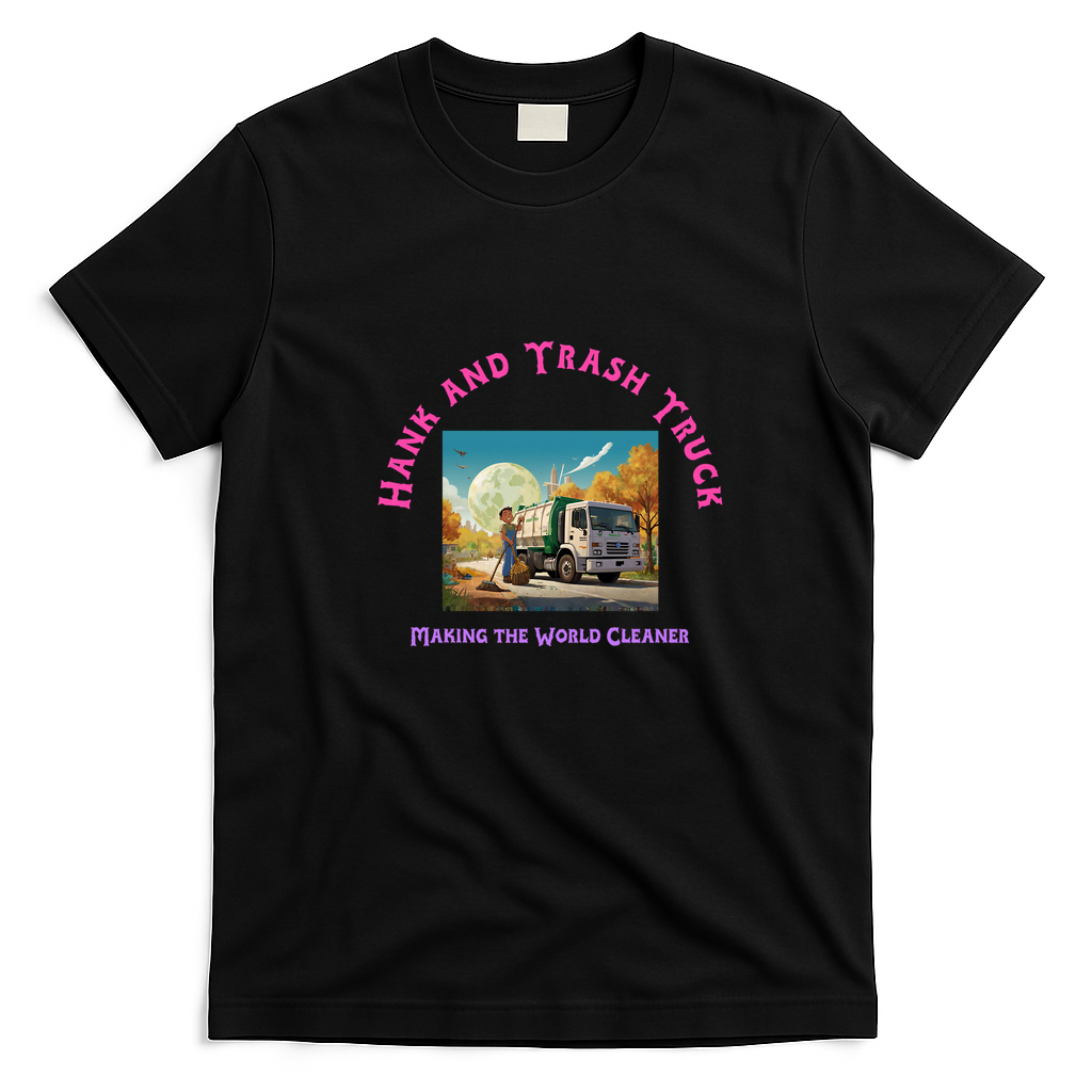 Hank and Trash Truck Making the World Cleaner Graphic T-Shirt - Black
