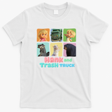 Hank and Trash Truck – Cute Cartoon Friends Collection Graphic T-Shirt - White