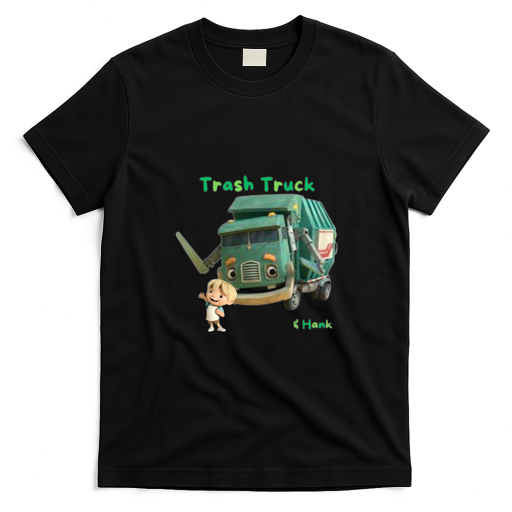 Hank and Trash Truck Retro T-Shirt - Black