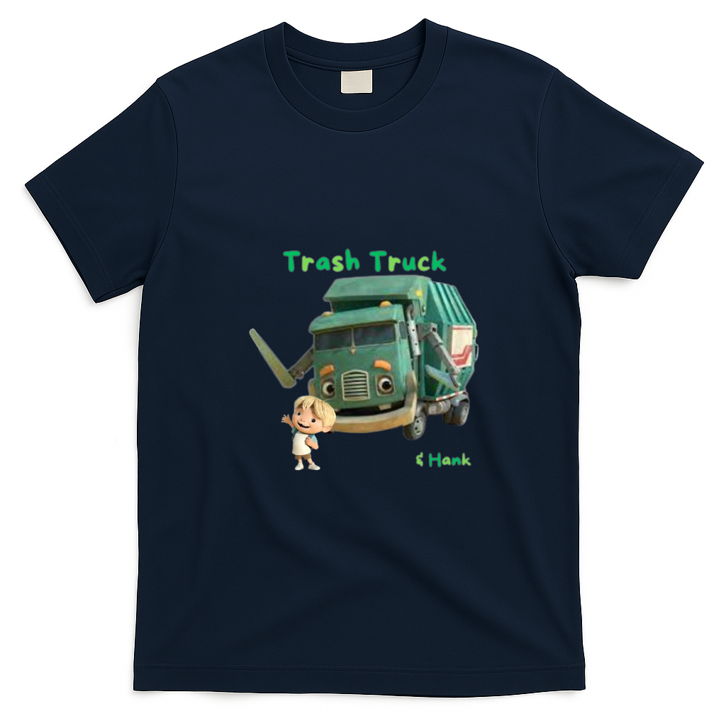 Hank and Trash Truck Retro T-Shirt - Navy Blue