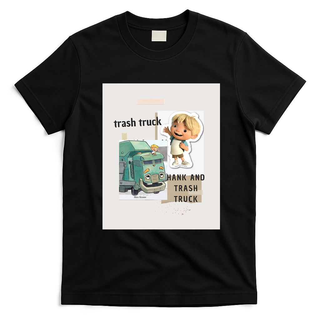 Hank and Trash Truck Kids Cartoon T-Shirt - Black