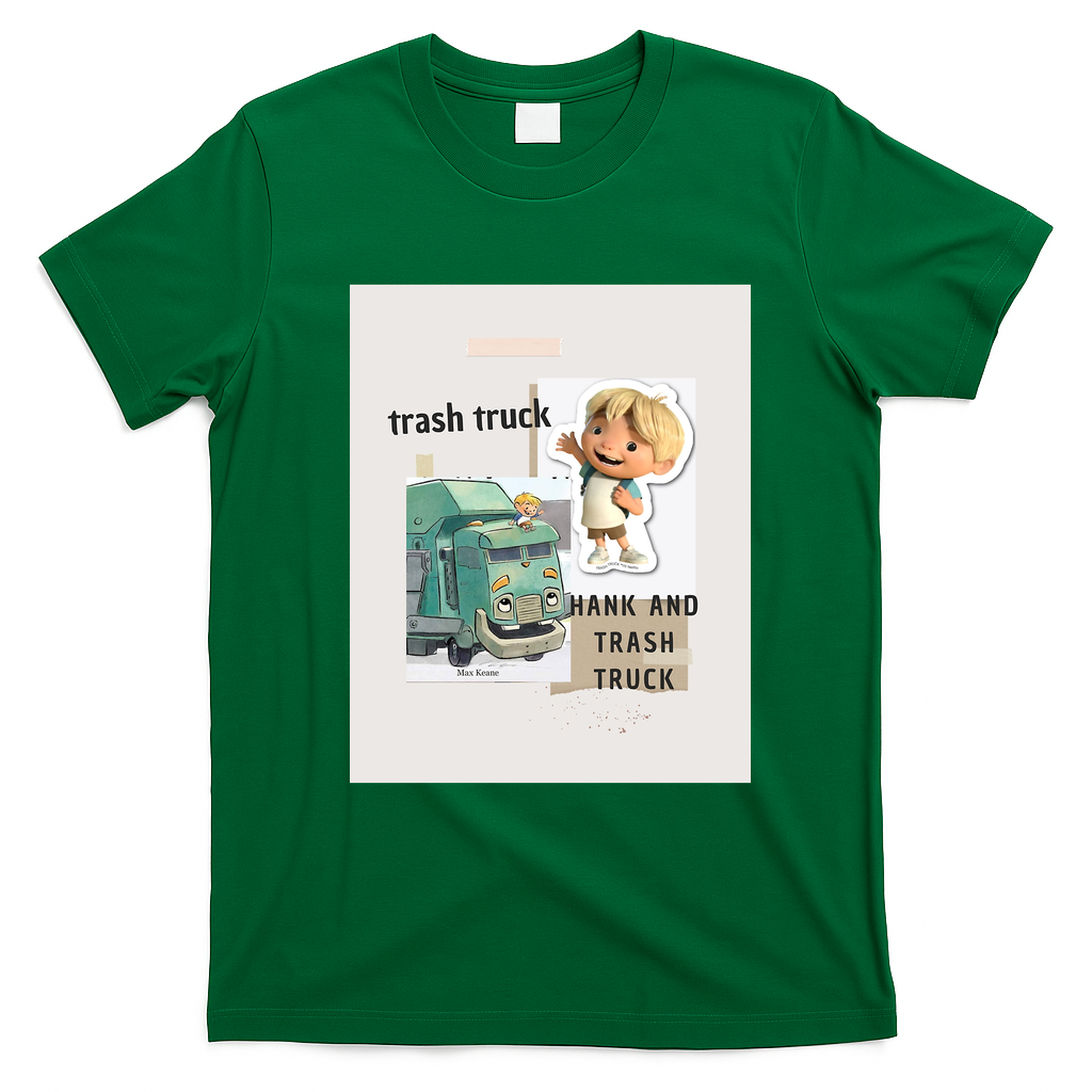 Hank and Trash Truck Kids Cartoon T-Shirt - Irish Green