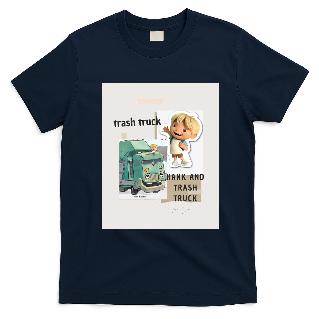 Hank and Trash Truck Kids Cartoon T-Shirt - Navy Blue