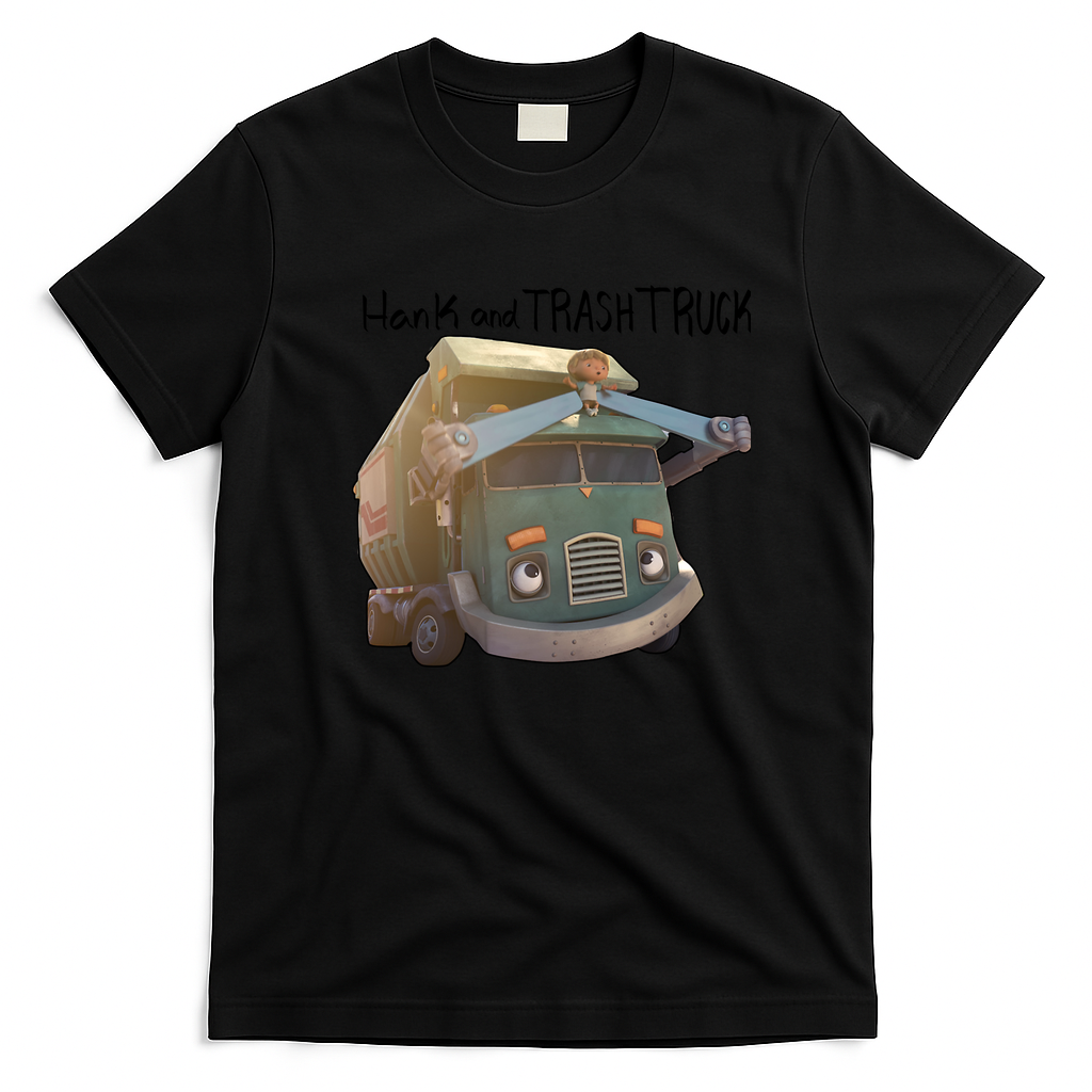 Hank and Trash Truck Retro Graphic Tee - Black