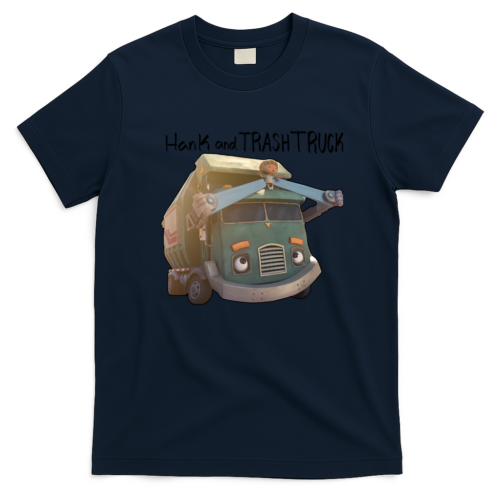 Hank and Trash Truck Retro Graphic Tee - Navy Blue
