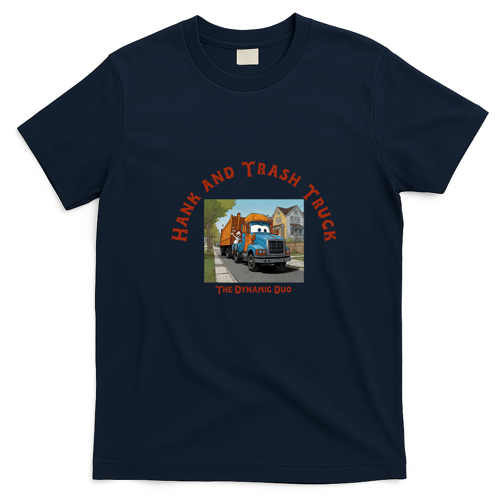 Hank and Trash Truck Dynamic Duo Graphic T-Shirt - Navy Blue