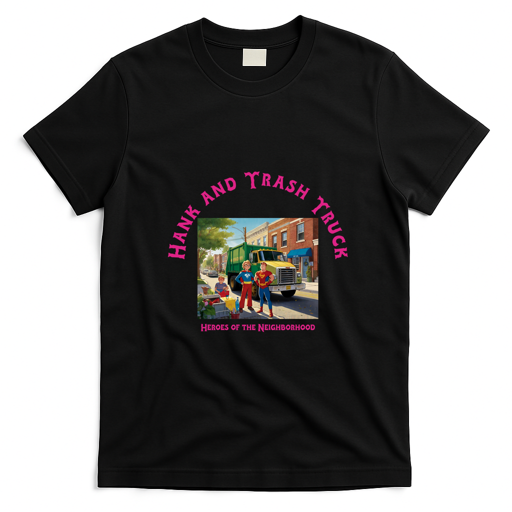 Hank and Trash Truck Neighborhood Heroes Graphic T-Shirt - Black