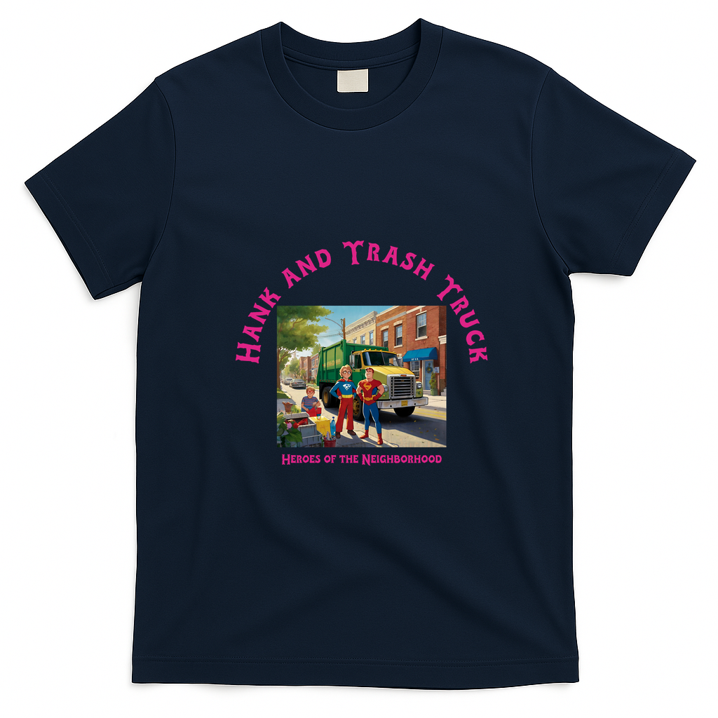 Hank and Trash Truck Neighborhood Heroes Graphic T-Shirt - Navy Blue