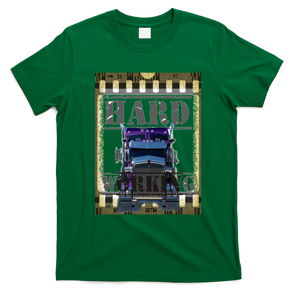 Hard-Working Trucker Graphic T-Shirt - Irish Green